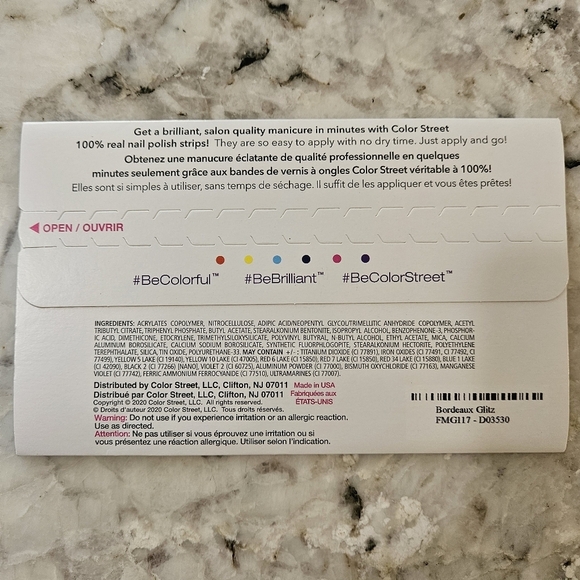 Color Street Nail Polish Strips - Bordeaux Glitz (Deep Purple With Glitter) - Picture 2 of 4